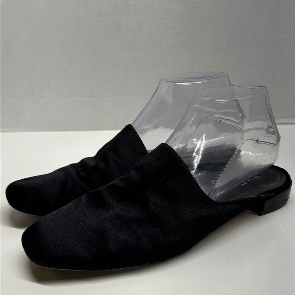 Stuart Weitzman Mulearky Satin Mule Slip On Open Back Shoes Silky Black Size 8 - Picture 2 of 9